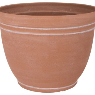 Landscapers Select PT-S059 Planter, 15 in Dia, 11.5 in H, Round, Resin, Terra Cotta, Terra Cotta Sells in Quantity of 6