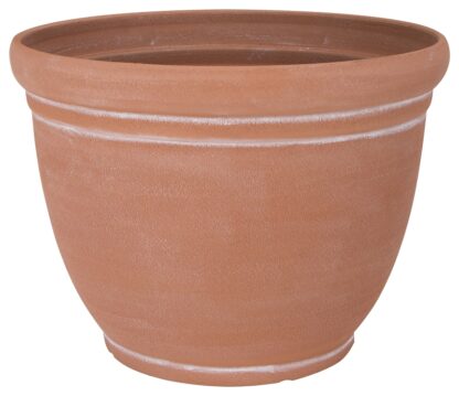 Landscapers Select PT-S059 Planter, 15 in Dia, 11.5 in H, Round, Resin, Terra Cotta, Terra Cotta Sells in Quantity of 6