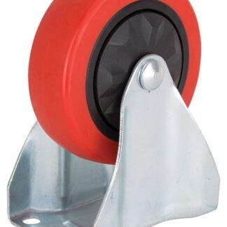 ProSource JC-381-G Rigid Caster, 4 in Dia Wheel, 30 mm W Wheel, PU Wheel, Red, 220 lb, Steel Housing Material