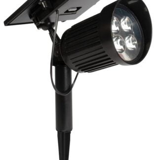 Boston Harbor 26080 Solar Spotlight, Li-Ion Battery, 18650 Battery, 8-Lamp, Plastic Fixture, Black Sells in Quantity of 6