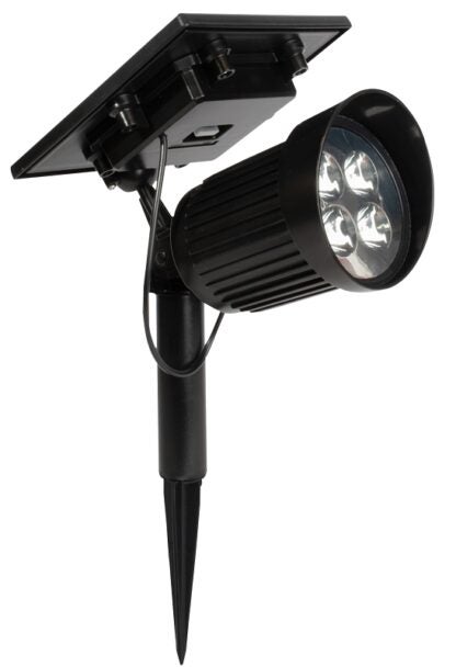 Boston Harbor 26080 Solar Spotlight, Li-Ion Battery, 18650 Battery, 8-Lamp, Plastic Fixture, Black Sells in Quantity of 6