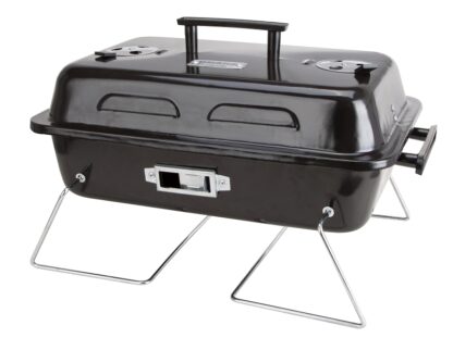 Omaha YS1082 Portable Charcoal Grill, 2-Grate, 168 sq-in Primary Cooking Surface, Black, Steel Body