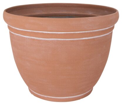 Landscapers Select PT-S060 Planter, 18 in Dia, 13-3/4 in H, Round, Resin, Terra Cotta, Terra Cotta Sells in Quantity of 6