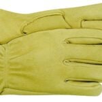 BOSS 4085J Driver Gloves, XL, Keystone Thumb, Open, Shirred Elastic Back Cuff, Deerskin Leather, Gold