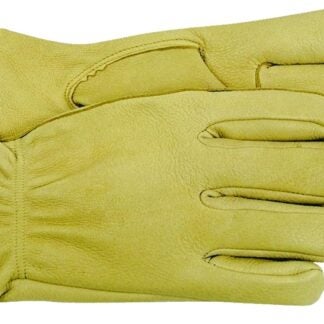 BOSS 4085M Driver Gloves, M, Keystone Thumb, Open, Shirred Elastic Back Cuff, Deerskin Leather, Gold