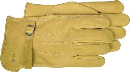 BOSS 6023M Driver Gloves, M, Keystone Thumb, Open Cuff, Cowhide Leather, Gold