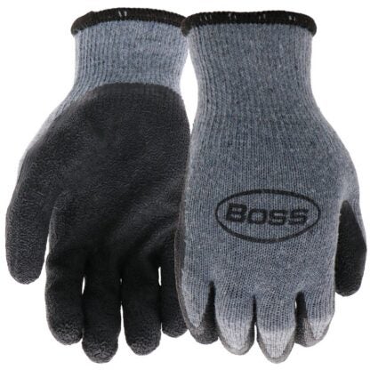 BOSS 8426M Ergonomic Protective Gloves, M, Knit Wrist Cuff, Latex Coating, Blue