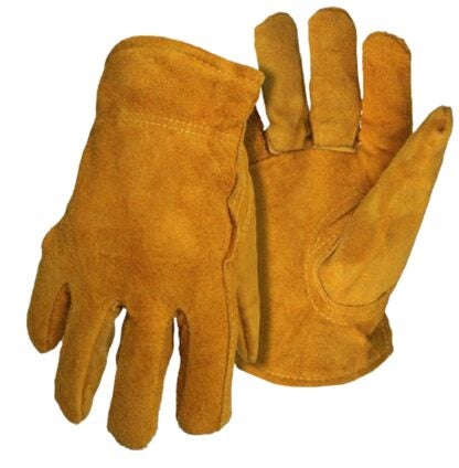 BOSS 4176J Driver Gloves, Men's, XL, Keystone Thumb, Open, Shirred Elastic Back Cuff, Cowhide Leather, Brown