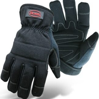 BOSS 5207L Multi-Purpose Utility Gloves, L, Wing Thumb, Fleece, Black