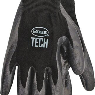 BOSS TECH 7820L Gloves, L, Knit Wrist Cuff, Foam-Nitrile Coating, Nylon Glove, Black