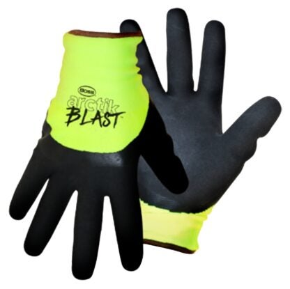 BOSS ARCTIK BLAST 7845M High-Vis Gloves, M, Knit Cuff, Nylon Glove, Black/Green