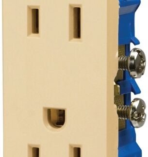 Eaton Wiring Devices 1107V Duplex Receptacle, 2 -Pole, 15 A, 125 V, Back, Side Wiring, NEMA: 5-15R, Ivory