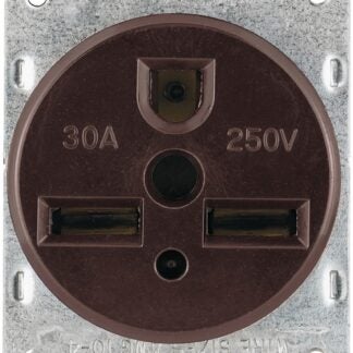 Arrow Hart 1234-BOX Power Receptacle, 2 -Pole, 250 V, 30 A, NEMA: NEMA 6-30R, Brown