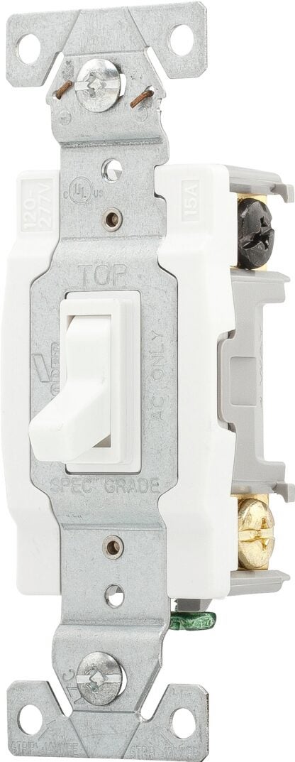 Eaton Wiring Devices 1242-7W-BOX Toggle Switch, White, 15 A, 120 V, 1.31 in L x 0.88 in W x 3.28 in H Dimension