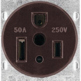 Eaton Cooper Wiring 1254-BOX Power Receptacle, 2 -Pole, 250 V, 50 A, NEMA: NEMA 6-50R, Brown