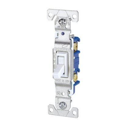 Eaton Wiring Devices 1301W Non-Grounded Toggle Switch, 15 A, 120 V, Polycarbonate Housing Material, White Sells in Quantity of 10