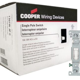 Eaton Wiring Devices 1301W-JP-C Toggle Switch, 15 A, 120 V, Polycarbonate Housing Material, White