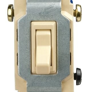 Eaton Cooper Wiring 1303V Toggle Switch, 15 A, 120 V, Polycarbonate Housing Material, Ivory