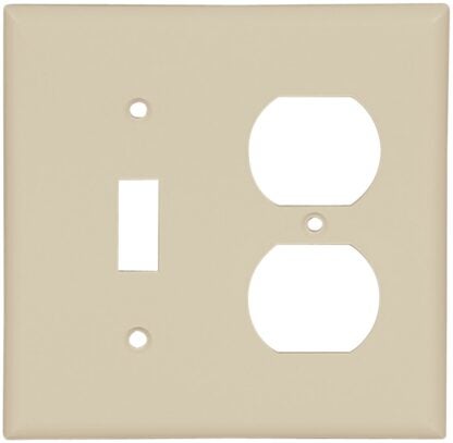 Eaton Wiring Devices 2138V-BOX Combination Wallplate, 4-1/2 in L, 4-9/16 in W, 2 -Gang, Thermoset, Ivory Sells in Quantity of 10