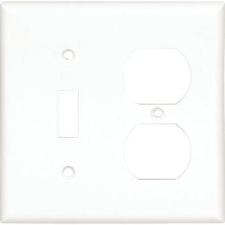 Eaton Cooper Wiring 2138W-BOX Combination Wallplate, 4-1/2 in L, 4.56 in W, 2 -Gang, Thermoset, White, High-Gloss Sells in Quantity of 10