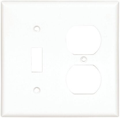 Eaton Cooper Wiring 2138W-BOX Combination Wallplate, 4-1/2 in L, 4.56 in W, 2 -Gang, Thermoset, White, High-Gloss Sells in Quantity of 10