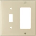 Eaton Wiring Devices 2153V-BOX Combination Wallplate, 4-1/2 in L, 4-9/16 in W, 2 -Gang, Thermoset, Ivory