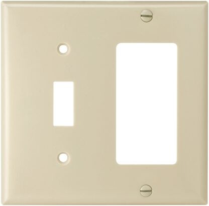 Eaton Wiring Devices 2153V-BOX Combination Wallplate, 4-1/2 in L, 4-9/16 in W, 2 -Gang, Thermoset, Ivory