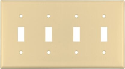 Eaton Wiring Devices 2154V-BOX Wallplate, 4-1/2 in L, 8.19 in W, 4 -Gang, Thermoset, Ivory, High-Gloss