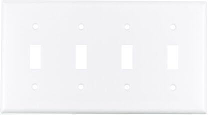 Eaton Wiring Devices 2154W-BOX Wallplate, 4-1/2 in L, 8.19 in W, 4 -Gang, Thermoset, White, High-Gloss