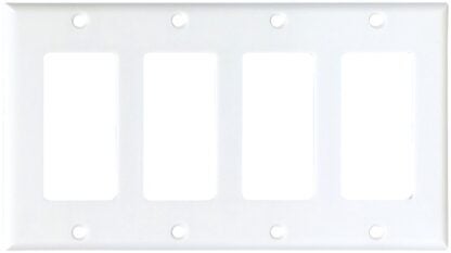 Eaton Cooper Wiring 2164W-BOX Wallplate, 4-1/2 in L, 8.19 in W, 4 -Gang, Thermoset, White, High-Gloss