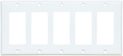 Eaton Wiring Devices 2165W-BOX Wallplate, 4-1/2 in L, 10 in W, 5 -Gang, Thermoset Plastic, White