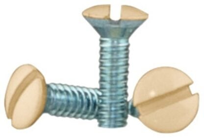 Eaton Wiring Devices 231V-BOX Wallplate Screw, 1/2 in L, Slotted Drive, Metal, Ivory Sells in Quantity of 100