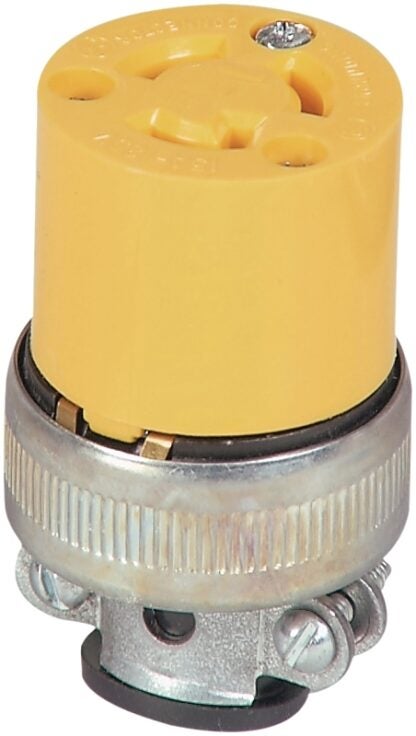 Arrow Hart 2493-BOX Locking Connector, 2 -Pole, 15 A, 125 V, Yellow