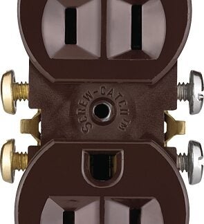 Eaton Wiring Devices 270B-C Duplex Receptacle, 2 -Pole, 15 A, 125 V, Push-in, Side Wiring, NEMA: 5-15R, Brown