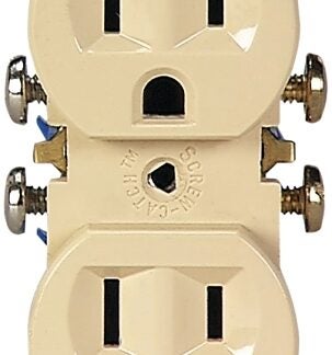 Eaton Wiring Devices 270V-C Duplex Receptacle, 2 -Pole, 15 A, 125 V, Push-in, Side Wiring, NEMA: 5-15R, Ivory