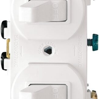 Eaton Wiring Devices 271W-BOX Combination Toggle Switch, 15 A, 120/277 V, SPDT, Screw Terminal, White