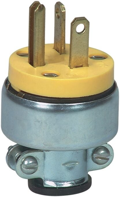 Eaton Wiring Devices 3809-SP Electrical Plug, 2 -Pole, 15 A, 250 V, NEMA: NEMA 5-15P, Yellow