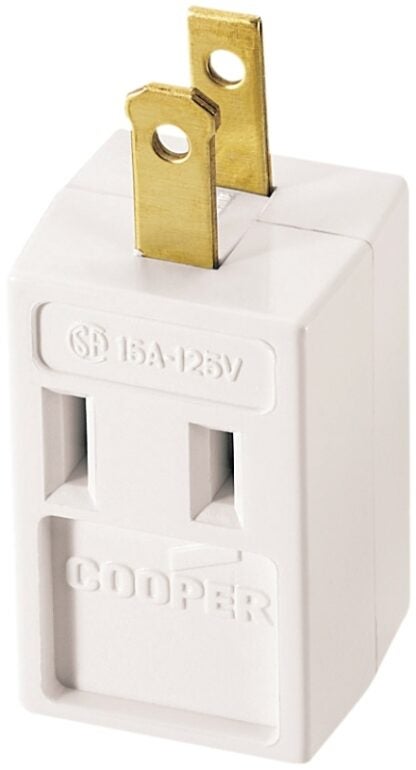 Eaton Wiring Devices 4400W-BOX Outlet Adapter, 2 -Pole, 15 A, 125 V, 3 -Outlet, NEMA: NEMA 1-15R, White Sells in Quantity of 10