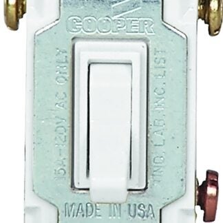 Eaton Wiring Devices 5223-7W-BU Toggle Switch, 15 A, 120 V, Screw Terminal, White