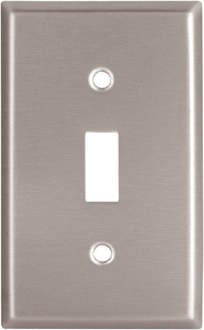 Eaton 93071-BOX Wallplate, 4-1/2 in L, 2-3/4 in W, 1-Gang, Stainless Steel, Brushed Satin