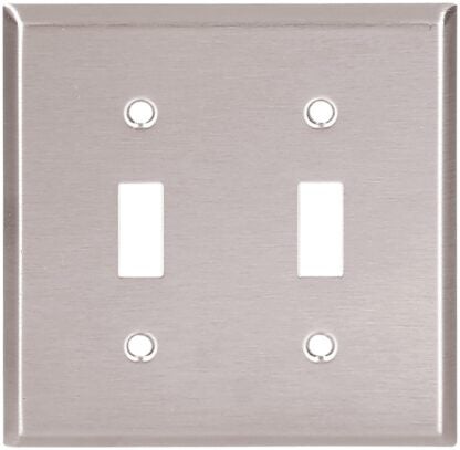 Eaton Cooper Wiring 93072-SP-L Wallplate, 4-1/2 in L, 4.56 in W, 2 -Gang, Stainless Steel, Brushed Satin