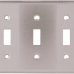 Eaton 93073-SP-L Wallplate, 6.37 in L, 4-1/2 in W, 3-Gang, Stainless Steel