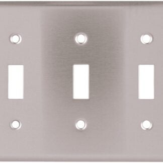 Eaton 93073-SP-L Wallplate, 6.37 in L, 4-1/2 in W, 3-Gang, Stainless Steel