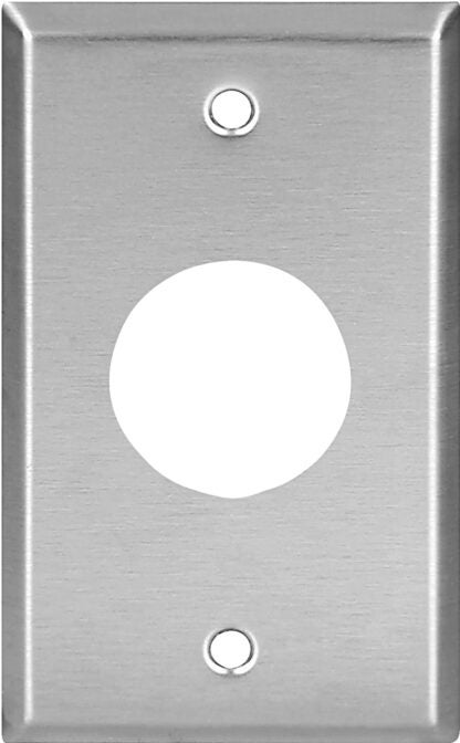 Eaton Wiring Devices 93091-BOX Single Receptacle Wallplate, 4-1/2 in L, 2-3/4 in W, 1 -Gang, 302/304 Stainless Steel