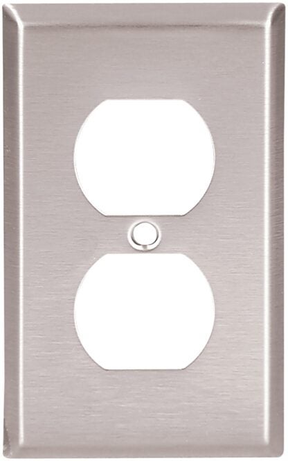 Eaton 93101-SP Wallplate, 4-1/2 in L, 2-3/4 in W, 1-Gang, Stainless Steel, Brushed Satin, Screw, Surface