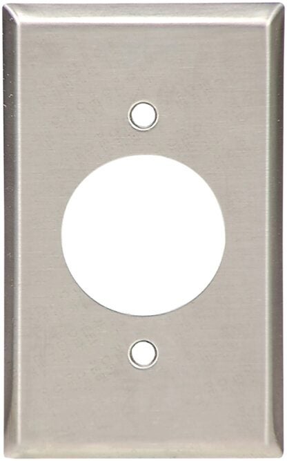 Eaton 93111-BOX1 Power Outlet and Locking Wallplate, 4-1/2 in L, 2-3/4 in W, Standard, 1-Gang, Stainless Steel, Screw