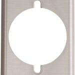 Eaton 93221-BOX Power Outlet Wallplate, 5-1/4 in L, 3-3/4 in W, 1-Gang, Stainless Steel, Brushed Satin, Screw