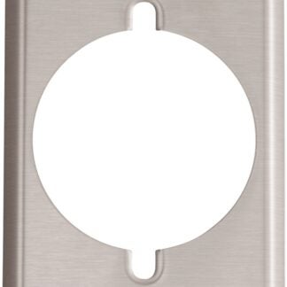 Eaton 93221-BOX Power Outlet Wallplate, 5-1/4 in L, 3-3/4 in W, 1-Gang, Stainless Steel, Brushed Satin, Screw