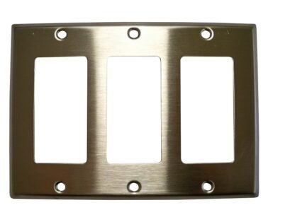 Eaton Cooper Wiring 93403 Switch Wallplate, 3 -Gang, 304 Stainless Steel, Brushed Satin