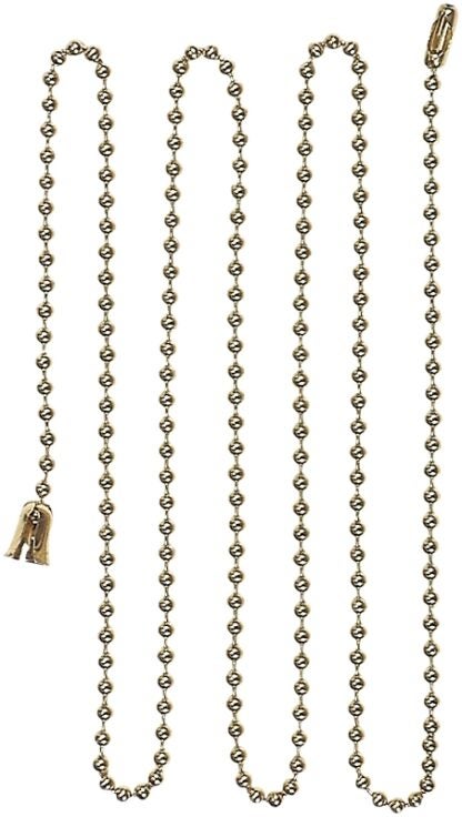 Eaton Wiring Devices BP331BB Ball Chain with End Bell and Connector, #6 Chain, 3 ft L Chain, Brass